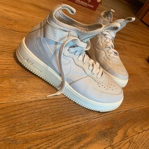 Nike air forces light grey and pink trim